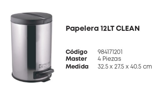 Papelera  Acero Inoxidable 12 LT Clean