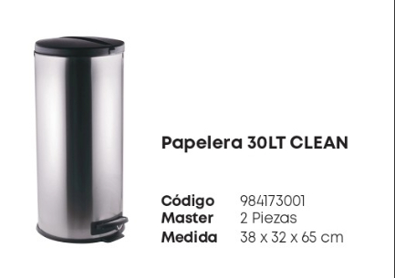 Papelera Acero Inoxidable  30LT CLEAN