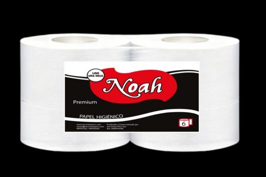 Papel Higiénico Jumbo Institucional Noah 500 mt Liso x 6 Rollos Blanco