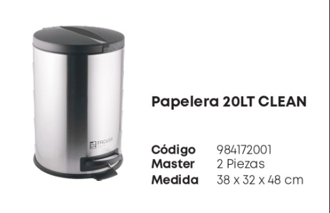 Papelera Acero Inoxidable 20 Lt Clean