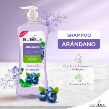 Shampoo Bubble Arándano c/ Dispensador Fco 1000 ml - Caja x 12 Und.