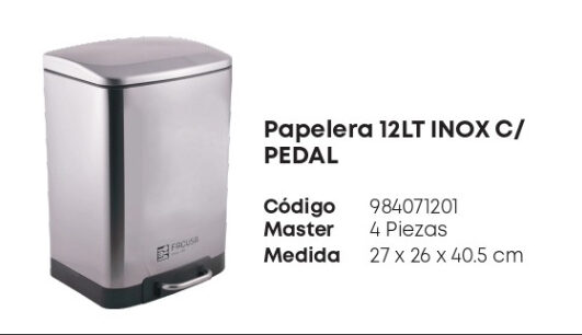 Papelera 12 Litros Inoxidable C/ Pedal