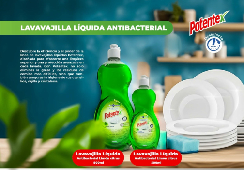 Lavavajilla Liquida Antibacterial Potentex  500 ml