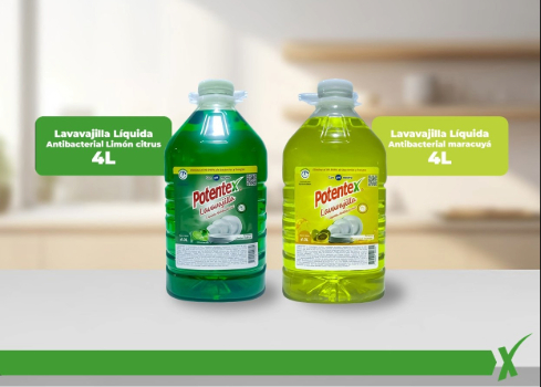 Lavavajilla Liquida Antibacterial Potentex Limón Citrus Galón 4 Litros