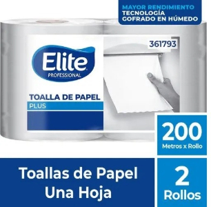 Papel Toalla Plus Una Hoja  x 2 Und - 200 M Elite Professional