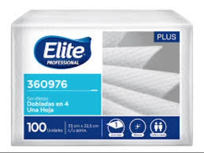 Servilleta Plus Dobladas en 4 Elite ( 360976) x 100 Und.