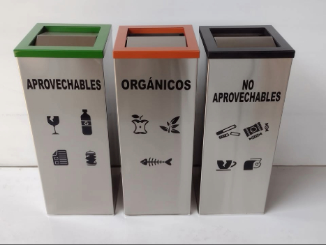 SET DE TACHO RECOLECTOR RECICLADOR CUBICO TRIO 70 LT